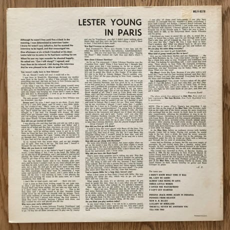 LESTER YOUNG - in Paris (VERVE MGV-8378)
