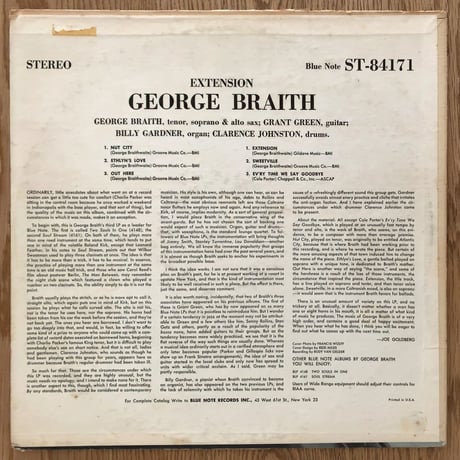 GEORGE BRAITH - Extension (BLUE NOTE BST84171)