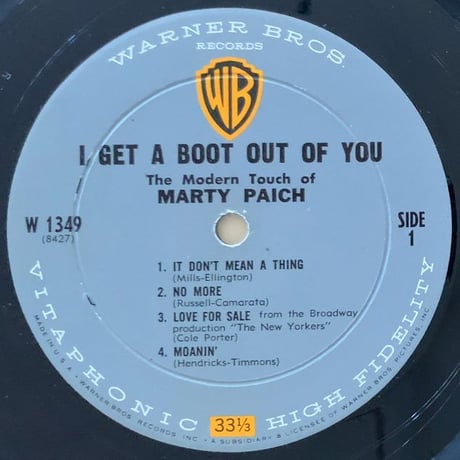 MARTY PAICH - I Get a Boot out of You (WARNER BROS. W1349)