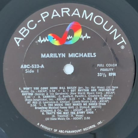 MARILYN MICHAELS - Marilyn Michaels (ABC-PARAMOUNT ABC-533)