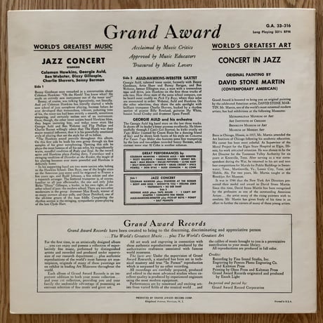COLEMAN HAWKINS, GEORGIE AULD - Jazz Concert (GRAND AWARD G.A.33-316)