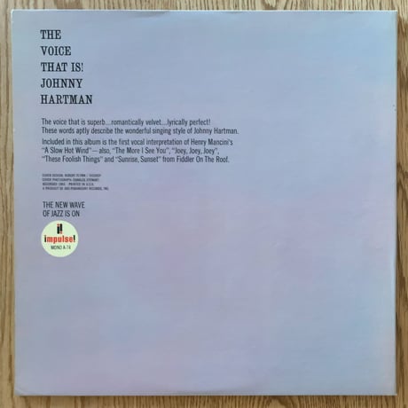 JOHNNY HARTMAN - The Voice That is! (impulse! A-74)