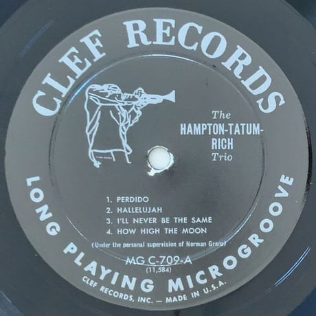 LIONEL HAMPTON, ART TATUM, BUDDY RICH - The Hampton - Tatum - Rich Trio (CLEF MGC-709)