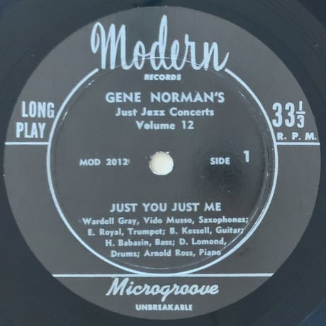 WARDELL GRAY, VIDO MUSSO, ERNIE ROYAL - Gene Norman's Just Jazz Vol.12 (MODERN MOD2012)
