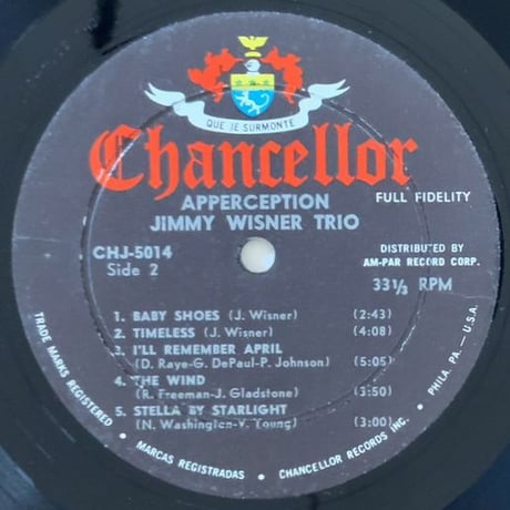 JIMMY WISNER - Apperception (CHANCELLOR CHJ-5014)