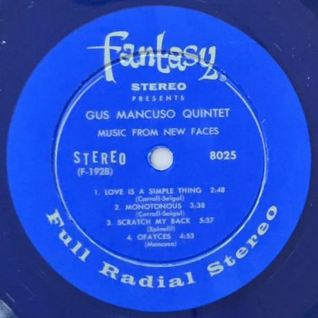 GUS MANCUSO - Music From New Faces (FANTASY 8022)