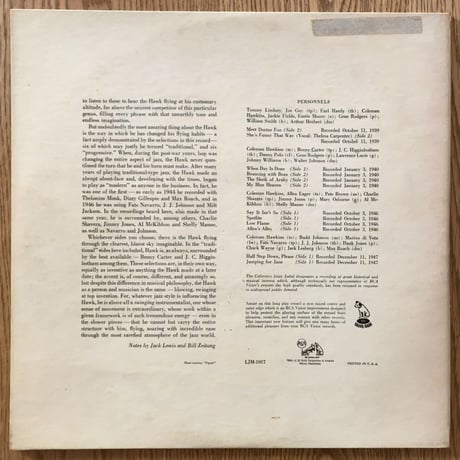 COLEMAN HAWKINS - The Hawk in Flight (RCA VICTOR LJM-1017)