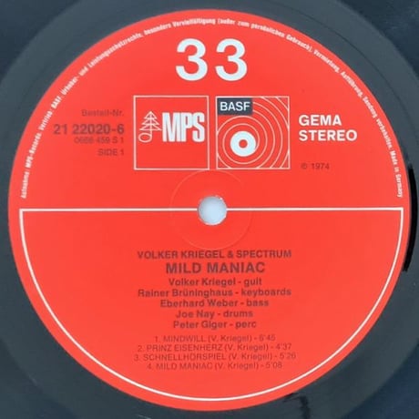 VOLKER KRIEGEL & SPECTRUM - Mild Maniac (MPS/BASF 21 22020-6)