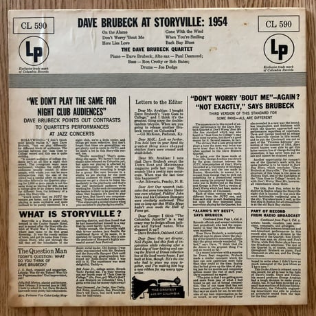 DAVE BRUBECK - at Storyville 1954 (COLUMBIA CL590)