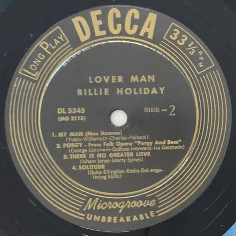 BILLIE HOLIDAY - Lover Man (DECCA DL5345)