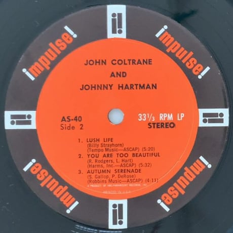 JOHN COLTRANE - and Johnny Hartman (impulse! AS-40)