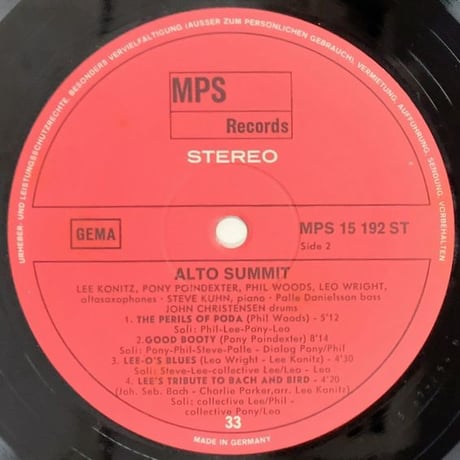 LEE KONITZ / PHIL WOODS - Alto Summit (MPS MPS15192ST)