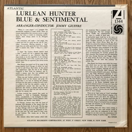 LURLEAN HUNTER - Blue & Sentimental (ATLANTIC 1344)