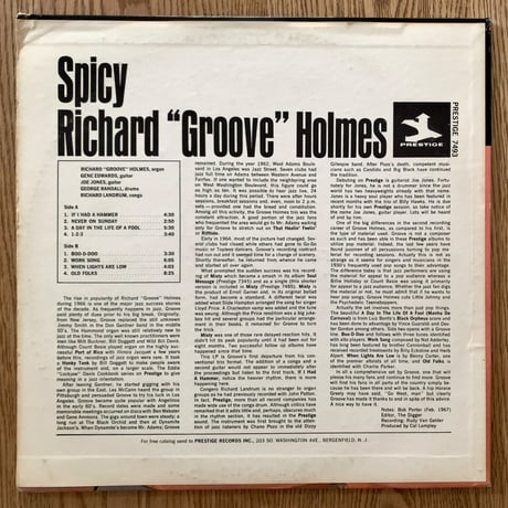 RICHARD "GROOVE" HOLMES - Spicy (PRESTIGE PRST7493)