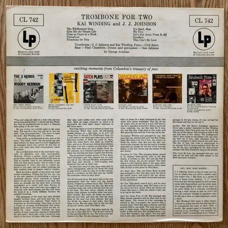 J.J. JOHNSON & KAI WINDING - Trombone for Two (COLUMBIA CL742)