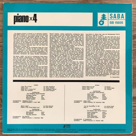 ELSIE BIANCHI, WOLFGANG DAUNER, DIETR REITH - Piano x 4 (SABA SB15035)