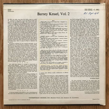 BARNEY KESSEL - Vol.2 (CONTEMPORARY C3512)