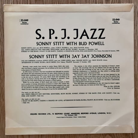 SONNY STITT - BUD POWELL - J.J.JOHNSON - S.P.J.Jazz (ESQUIRE 32-049)