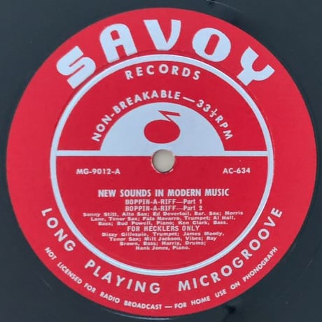 JAMES MOODY, SONNY STITT, DIZZY GILLESPIE - New Sounds in Modern Music (SAVOY MG9012)