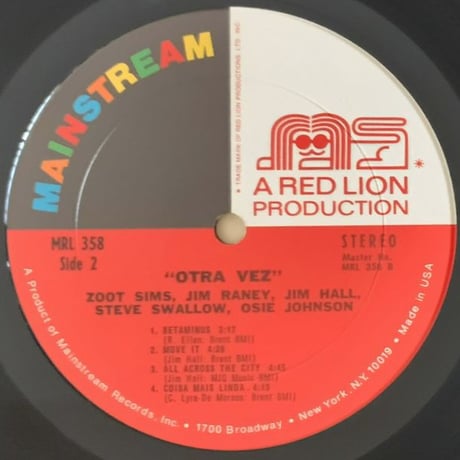 ZOOT SIMS, JIMMY RANEY, JIM HALL - Otra Vez (MAINSTREAM MRL358)