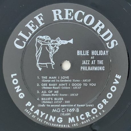 BILLIE HOLIDAY - At Jazz At The Philharmonic (CLEF MGC-169) 10inch