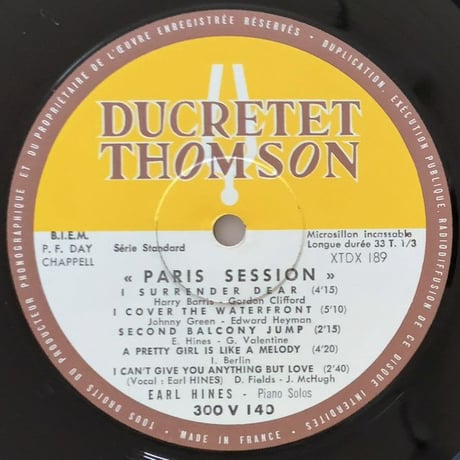 EARL HINES - Paris Session (DUCRETET THOMSON 300V140)