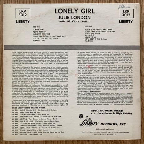JULIE LONDON - Lonely Girl (LIBERTY LRP3012)