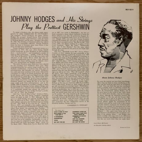 JOHNNY HODGES and His Strings - Play The Prettiest Gershwing (VERVE MGV-8314)