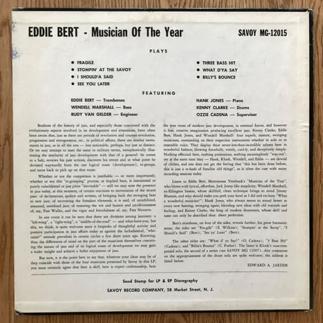 EDDIE BERT - Musician of The Year (SAVOY MG12015)