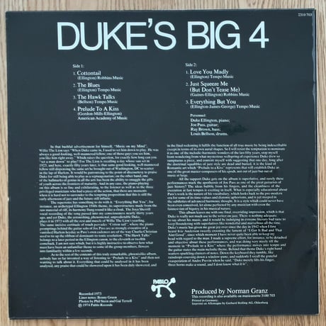 DUKE ELLINGTON - Duke's Big 4 (PABLO 2310703)