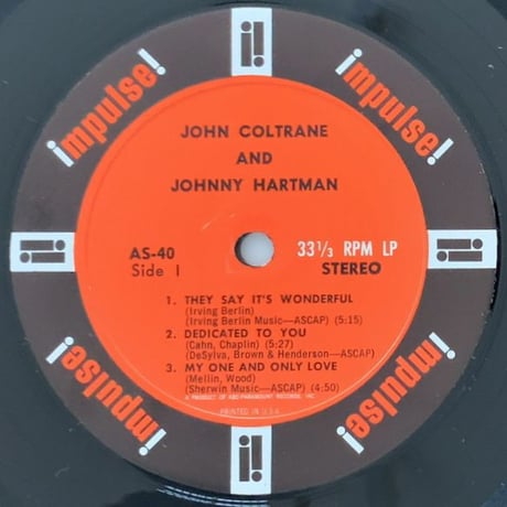 JOHN COLTRANE - and Johnny Hartman (impulse! AS-40)