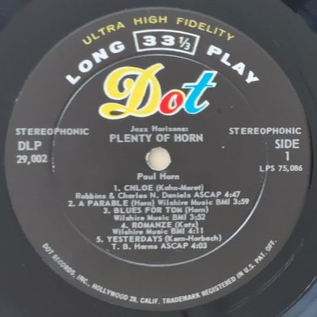 PAUL HORN - Plenty of Horn (DOT DLP29002)