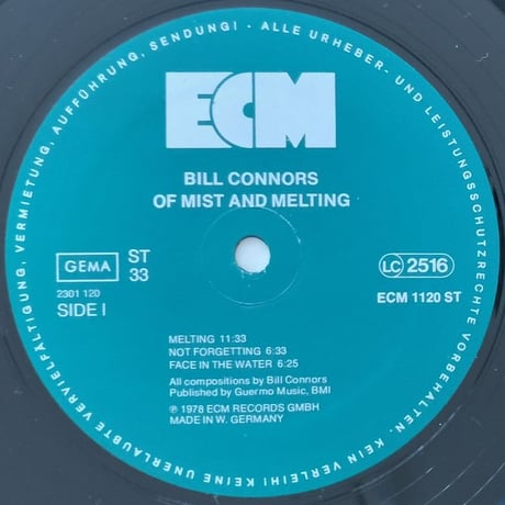 BILL CONNORS - Of Mist and Melting (ECM ECM1120)