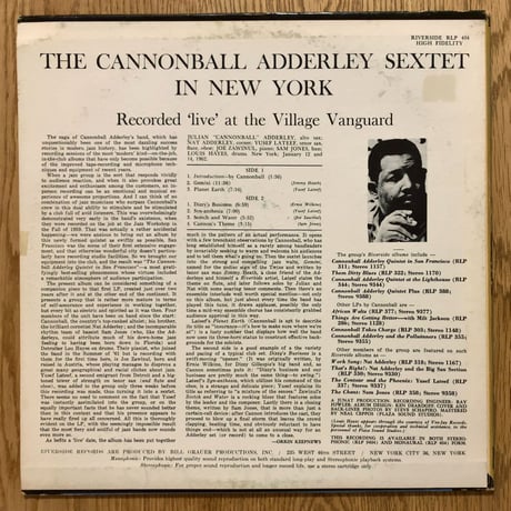 CANNONBALL ADDERLEY - in New York (RIVERSIDE RS9404)