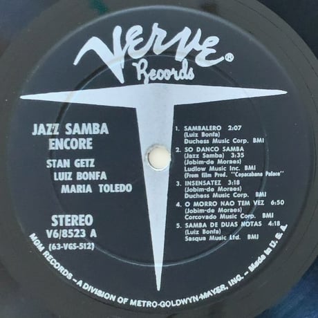 STAN GETZ & LUIZ BONFA - Jazz Samba Encore! (VERVE V6/8523)