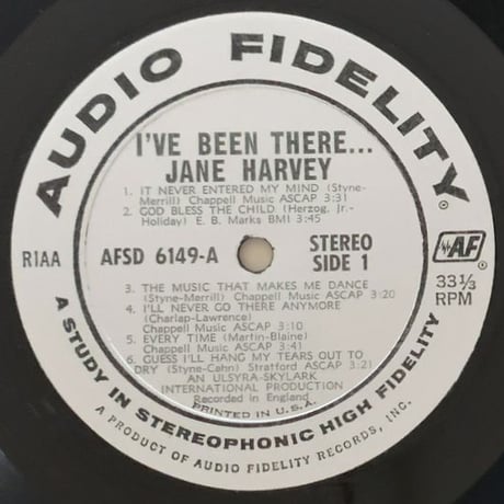 JANE HARVEY - I've Been There (AUDIO FIDELITY AFSD6149)