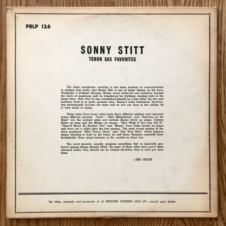 SONNY STITT - Favorites Volume One (PRESTIGE PRLP126)