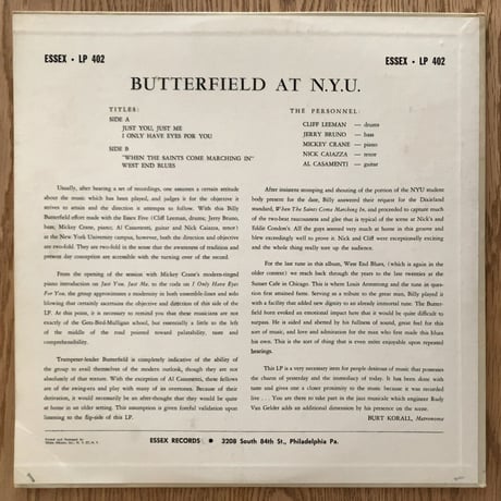 BILLY BUTTERFIELD - Goes to N.Y.U. (SUSSEX ESLP402)