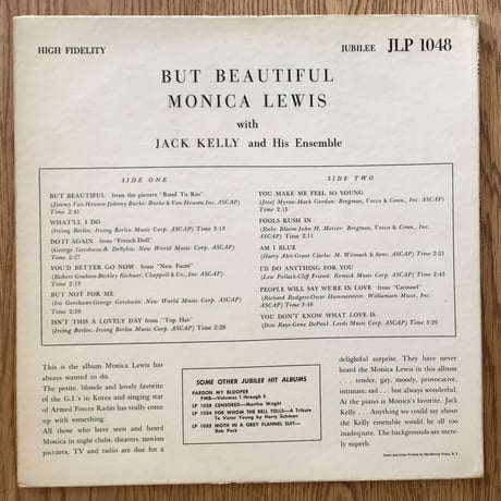 MONICA LEWIS - But Beautiful (JUBILEE JLP1048)