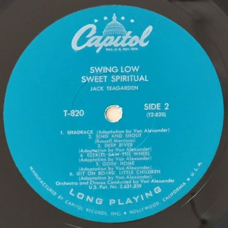 JACK TEAGARDEN - Swing Low, Sweet Spiritual (CAPITOL T820)