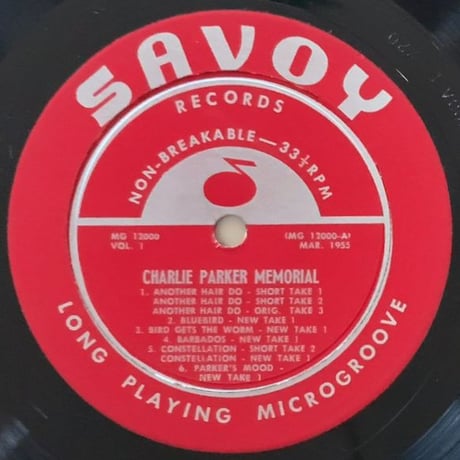 CHARLIE PARKER - Charlie Parker Memorial (SAVOY MG12000)