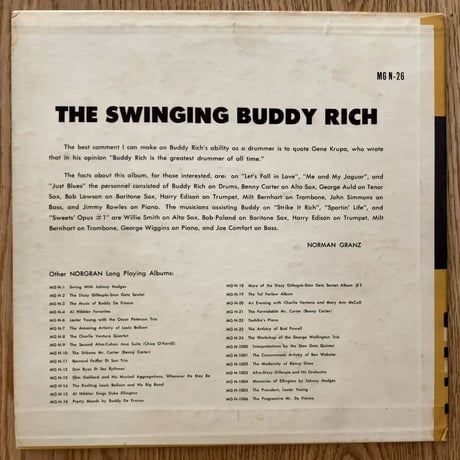 BUDDY RICH - The Swinging Buddy Rich (NORGRAN MGN-26)