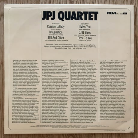 BUDD JOHNSON, BENNY ARONOV - IPJ Quartet (RCA LPL1 5033)