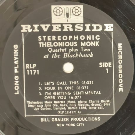 THELONIOUS MONK - At The Blackhawk (RIVERSIDE RLP1171)