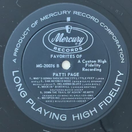 PATTI PAGE - Romance on the Range (MERCURY MG20076)