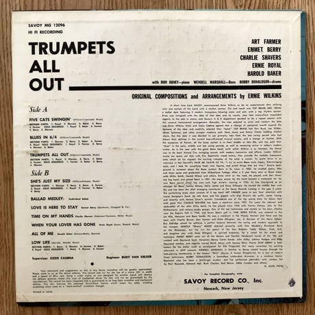 ART FARMER, ERNIE ROYAL, CHARLIE SHAVERS - Trumpets All Out (SAVOY MG12096)