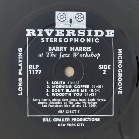 BARRY HARRIS - at The Jazz Workshop (RIVERSIDE RLP1177)