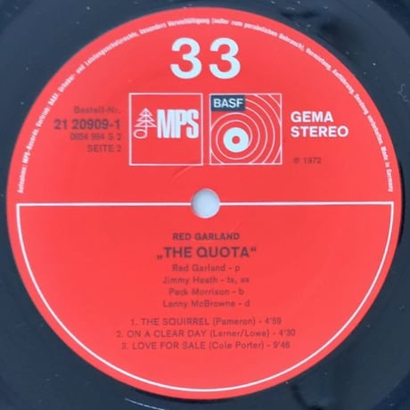RED GARLAND - The Quota (MPS/BASF 21 20909-1)