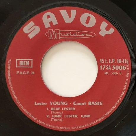 LESTER YOUNG - Jazz Masters (MUSIDISC/SAVOY SA3006) 7inch EP