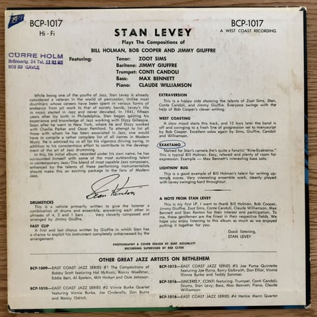 STAN LEVEY - Plays The Compositions Of Cooper, Holman & Guiffre (BETHLEHEM BCP1017)